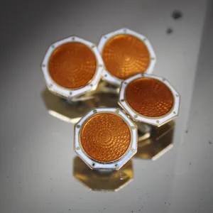 Deco Amber-Enameled Cufflinks