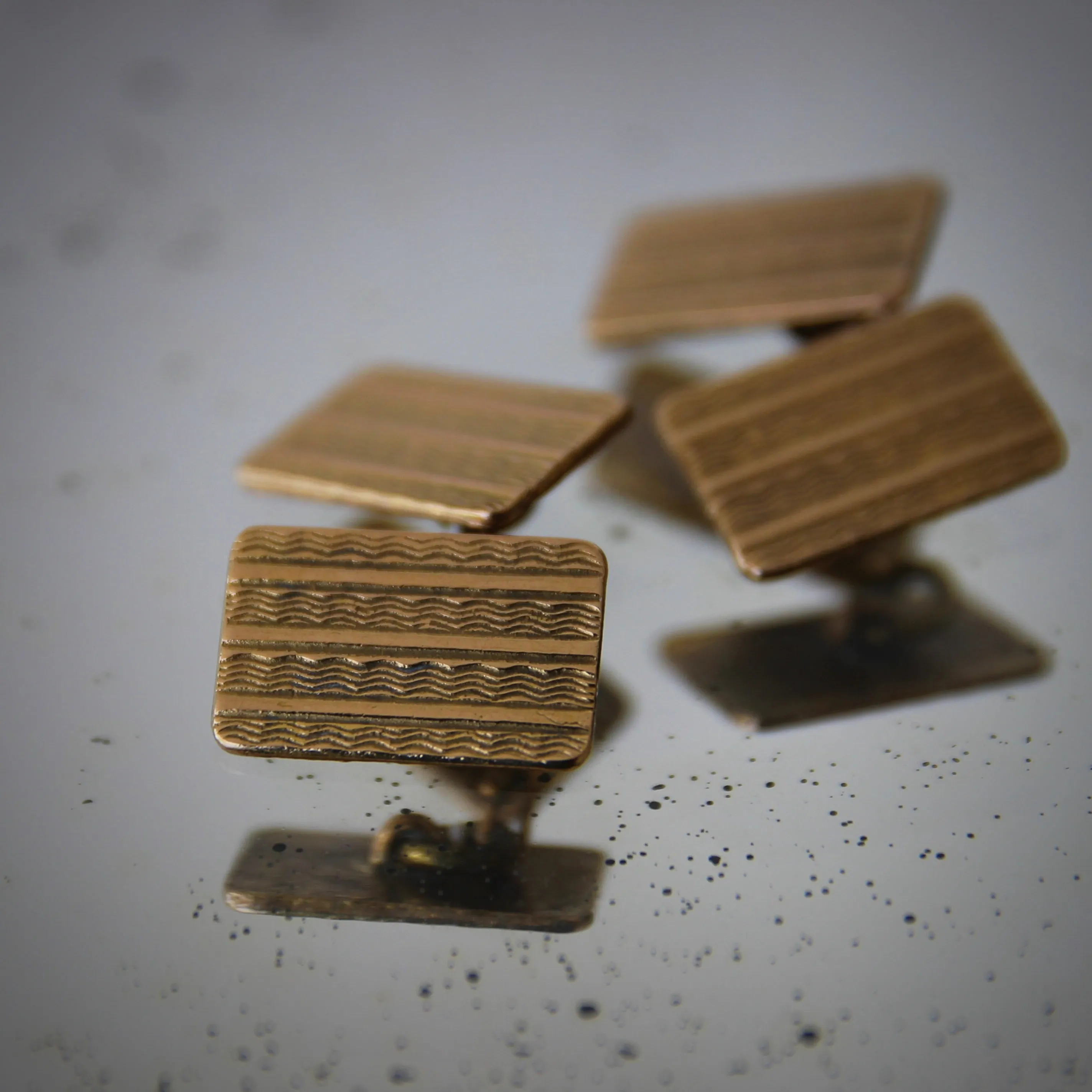 Deco English Etched-Waves Cufflinks