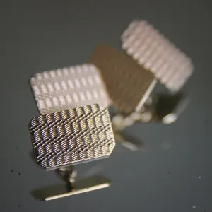 Deco Gold Herringbone Cufflinks