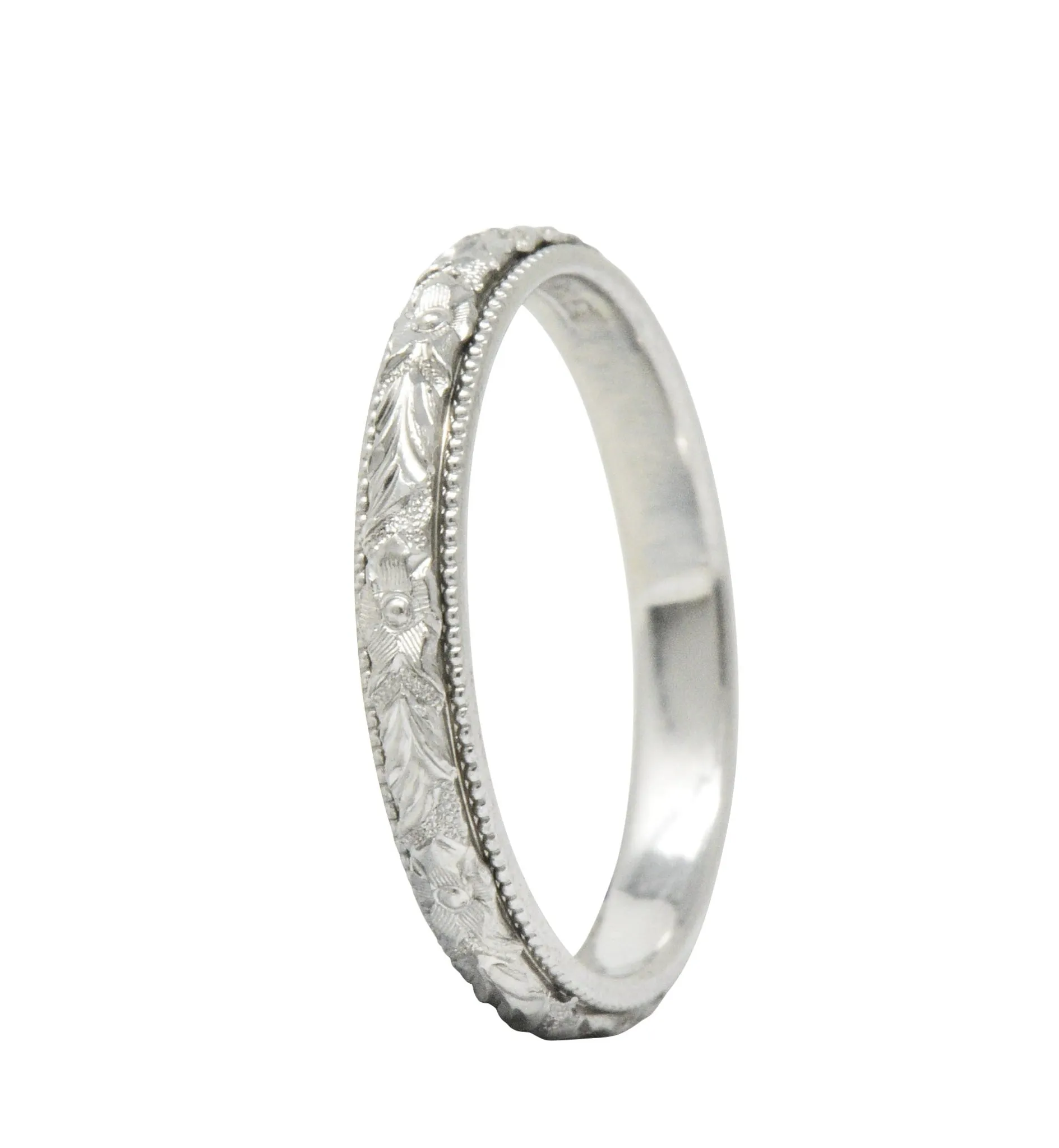 Delightful Art Deco Platinum Wedding Band Stack Ring