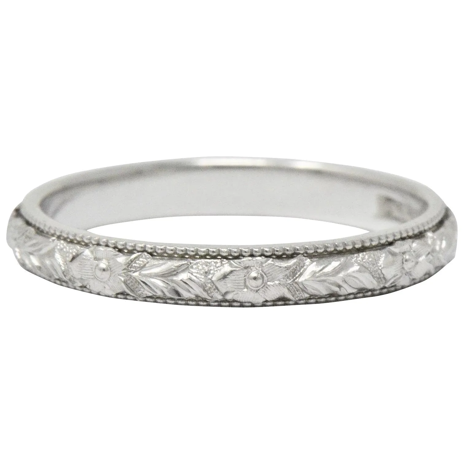 Delightful Art Deco Platinum Wedding Band Stack Ring