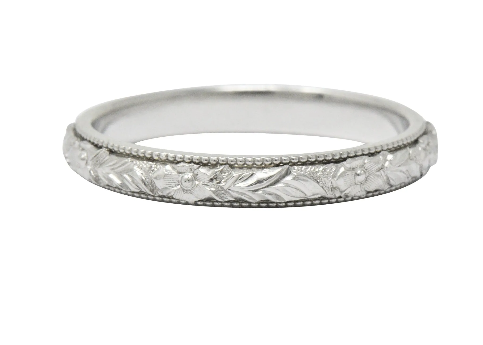 Delightful Art Deco Platinum Wedding Band Stack Ring
