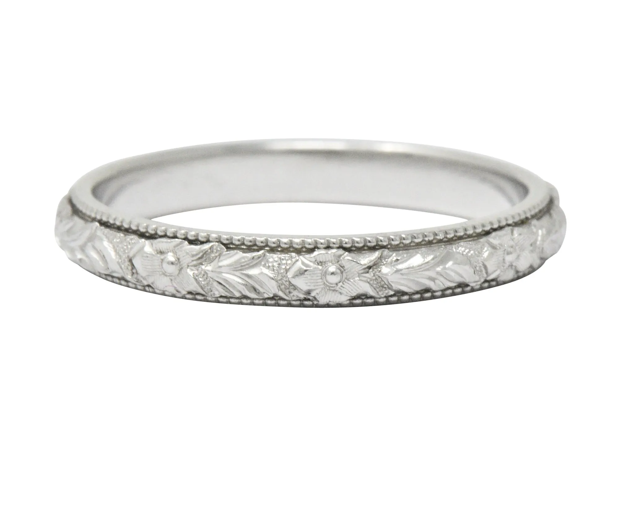 Delightful Art Deco Platinum Wedding Band Stack Ring