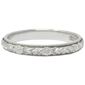 Delightful Art Deco Platinum Wedding Band Stack Ring