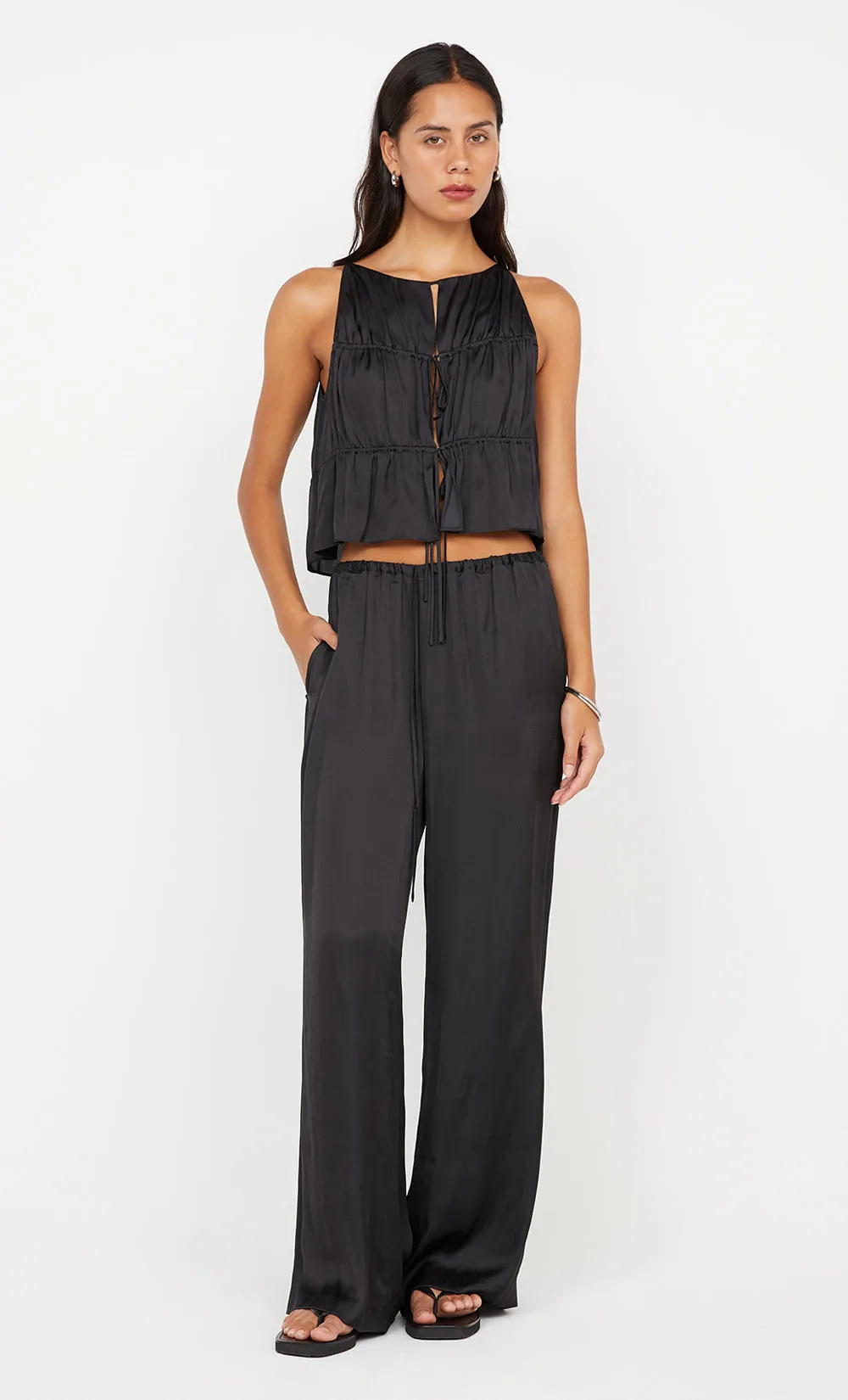 DELPHI GATHERED TOP - BLACK