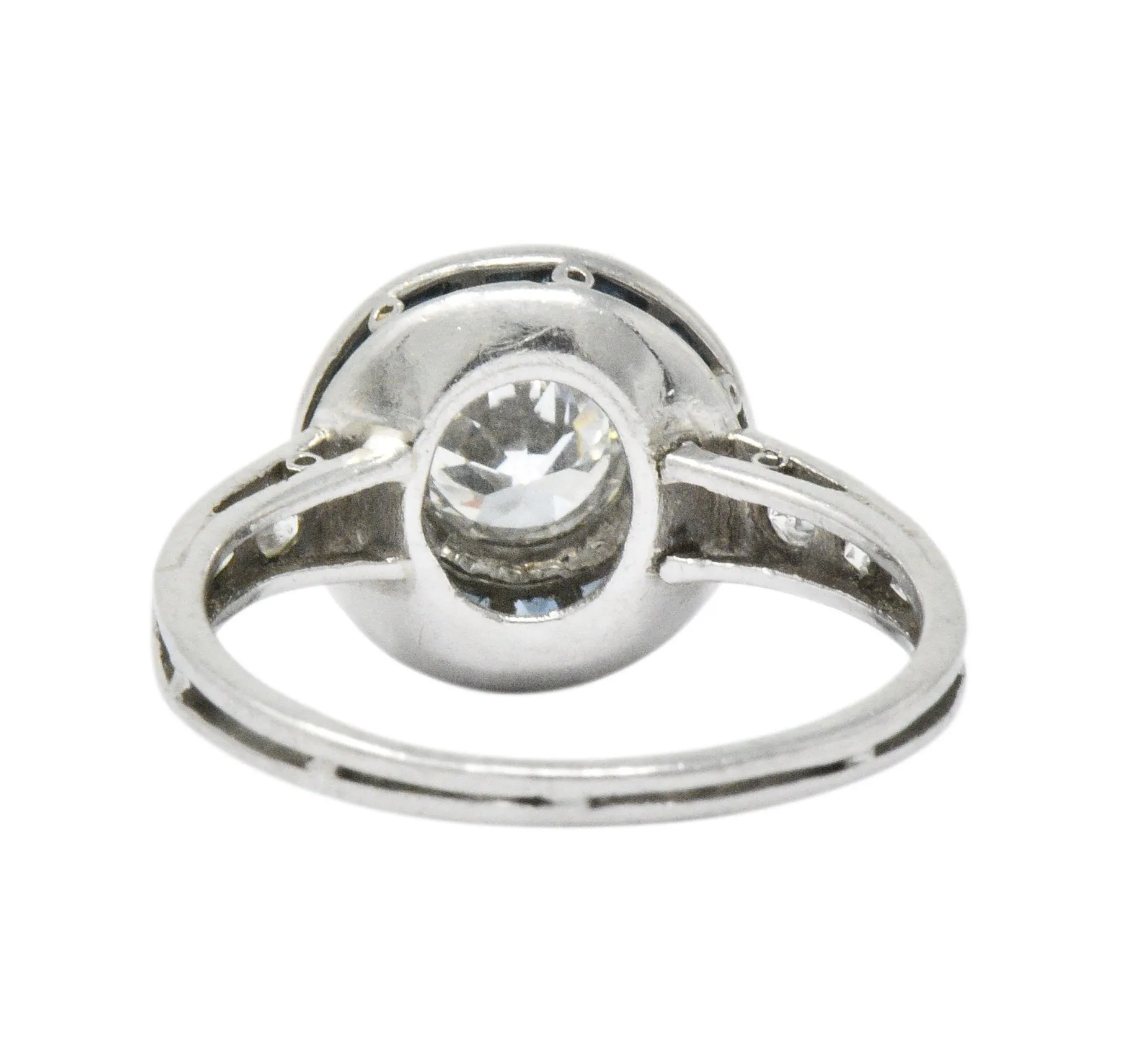 Distinct Art Deco Diamond Sapphire Platinum Engagement Ring