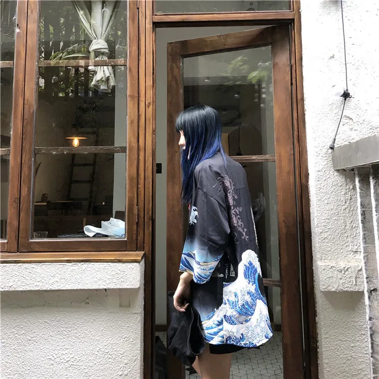 Dragon Koi Unisex Black Kimono Set