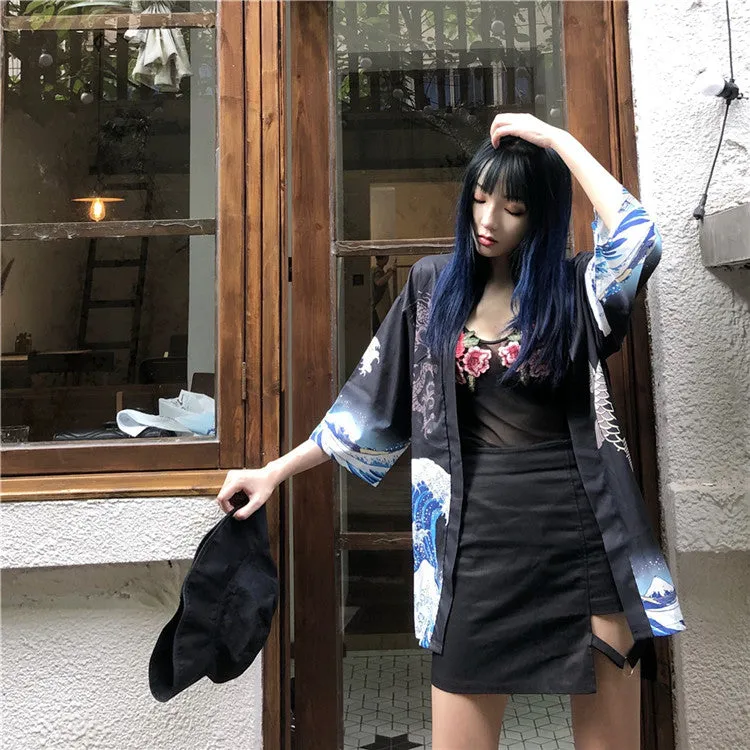 Dragon Koi Unisex Black Kimono Set