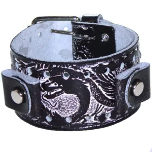 Dragon Tattoo Black Leather Cuff