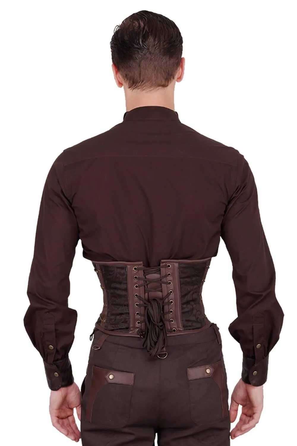 Eck Custom Made Steampunk Brown Brocade Men's Corset
