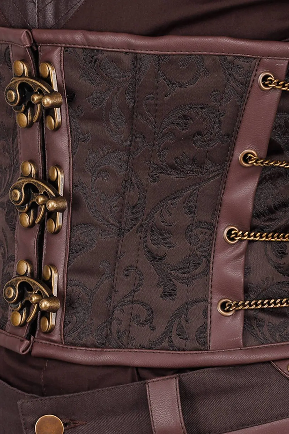 Eck Custom Made Steampunk Brown Brocade Men's Corset