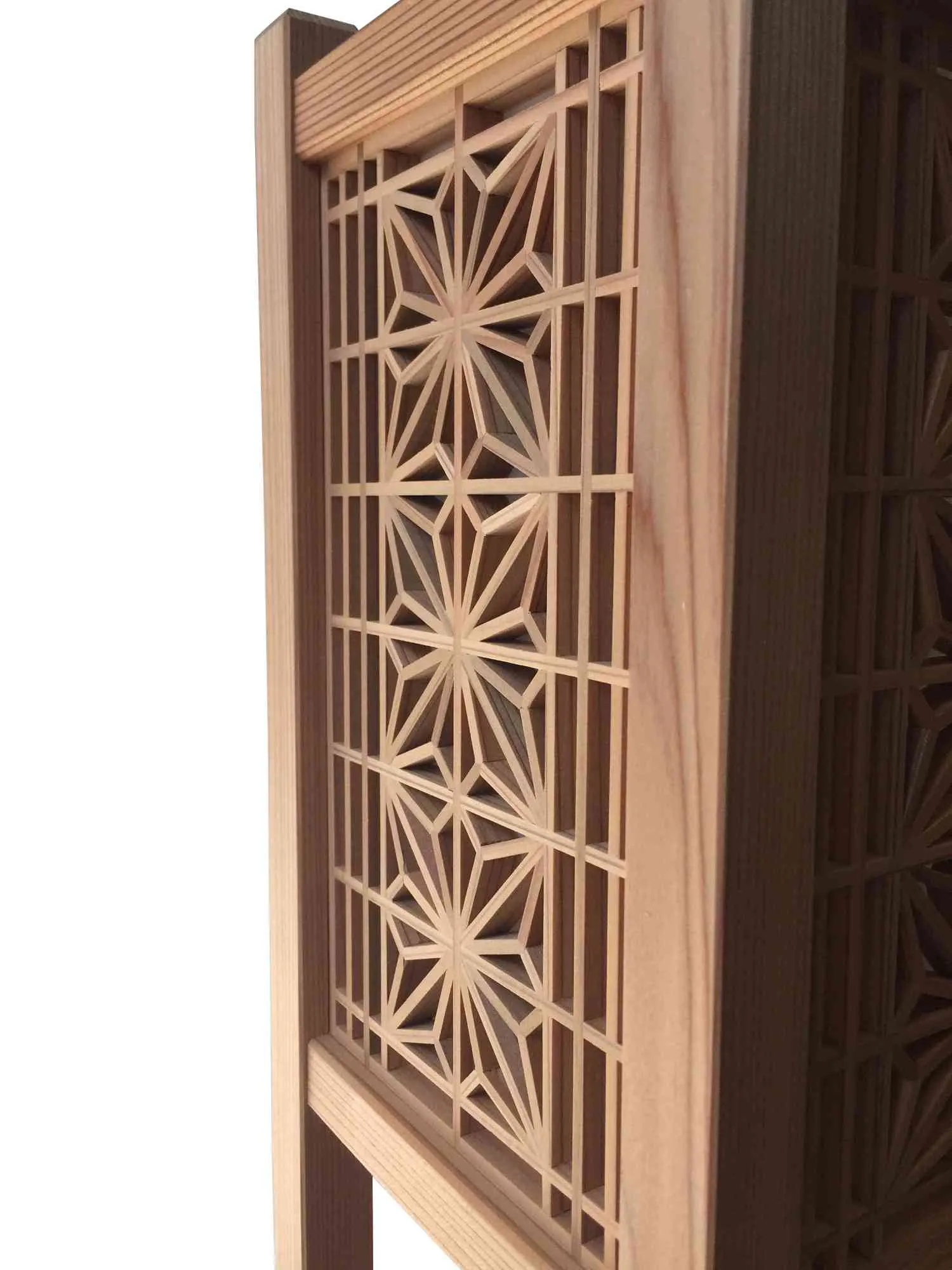 Edo Kumiko lamp - Hemp leaf pattern - Japanese cedar