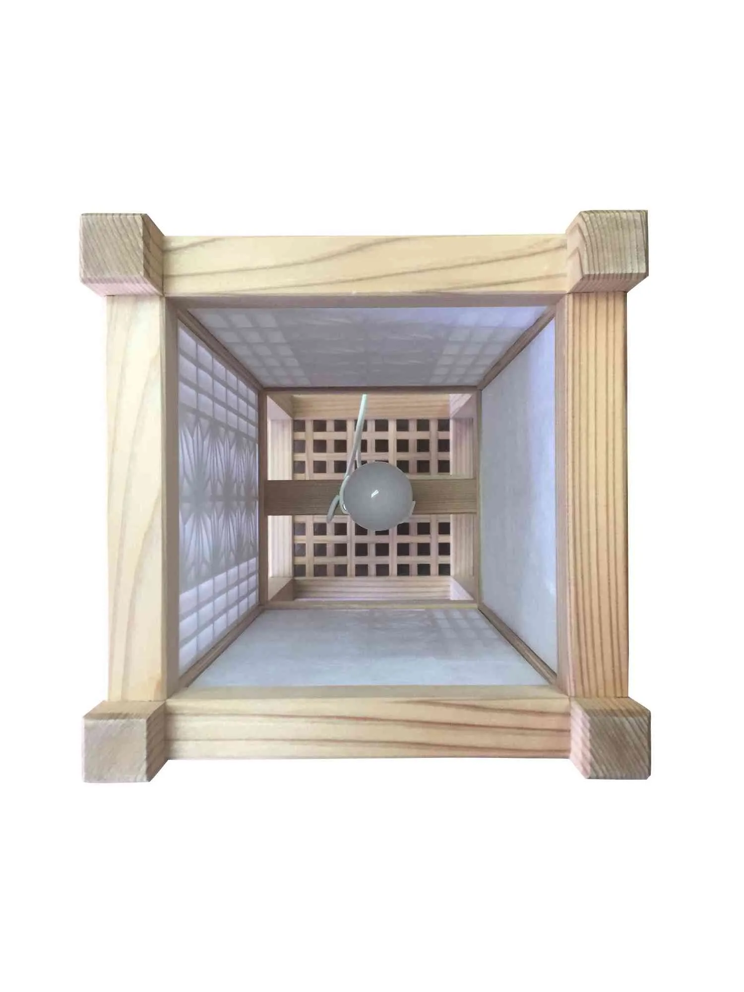 Edo Kumiko lamp - Hemp leaf pattern - Japanese cedar
