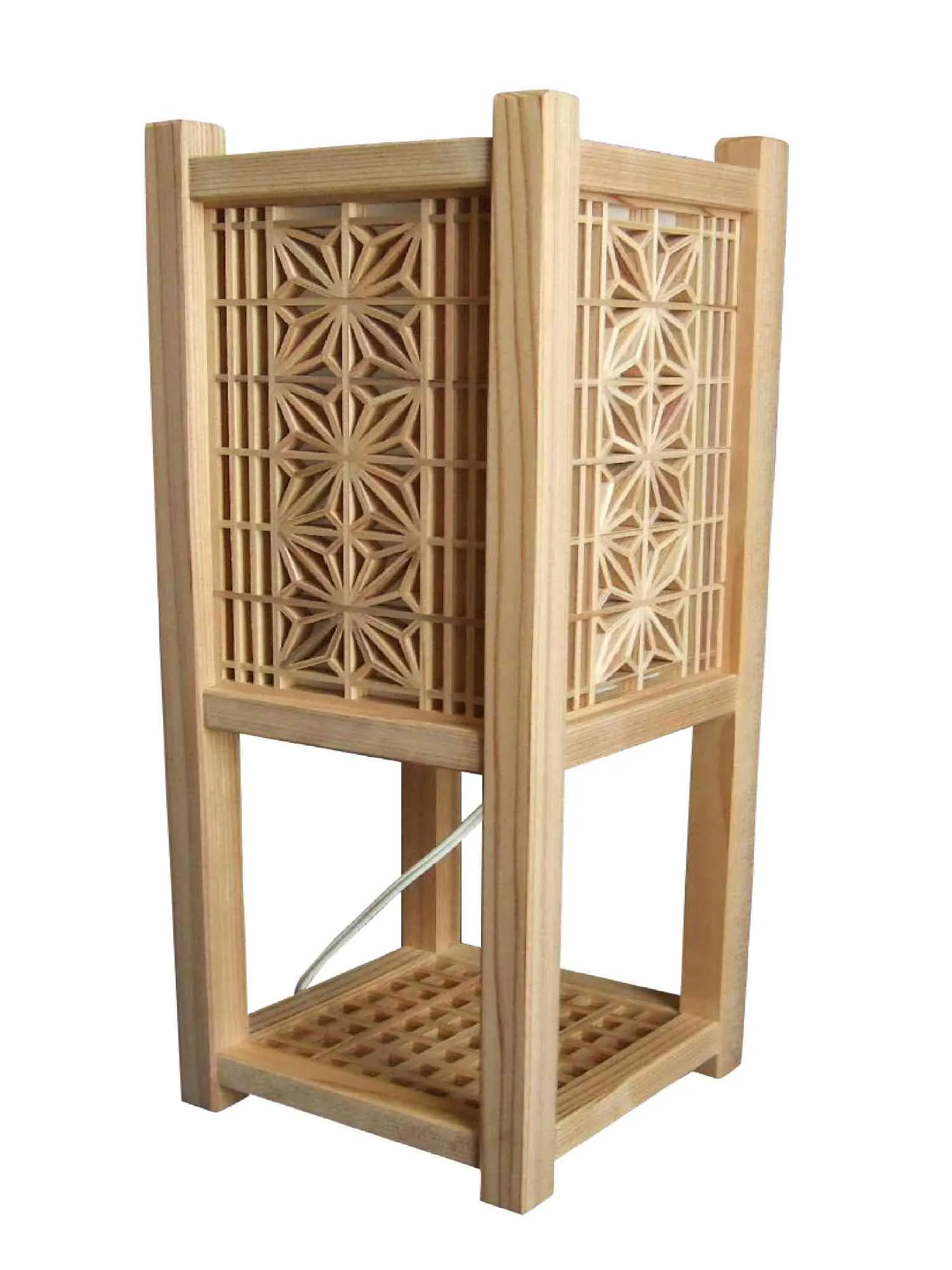 Edo Kumiko lamp - Hemp leaf pattern - Japanese cedar