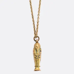 Egyptian Revival Sarcophagus & Mummy Charm