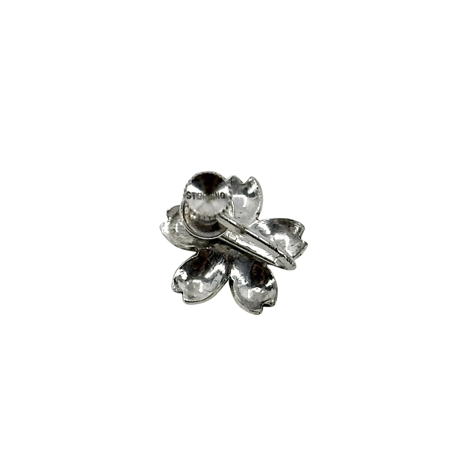 Engraved Sakura Cherry Blossom Japanese Akoya Saltwater Cultured Pearl Screwback Earrings- Sterling Silver