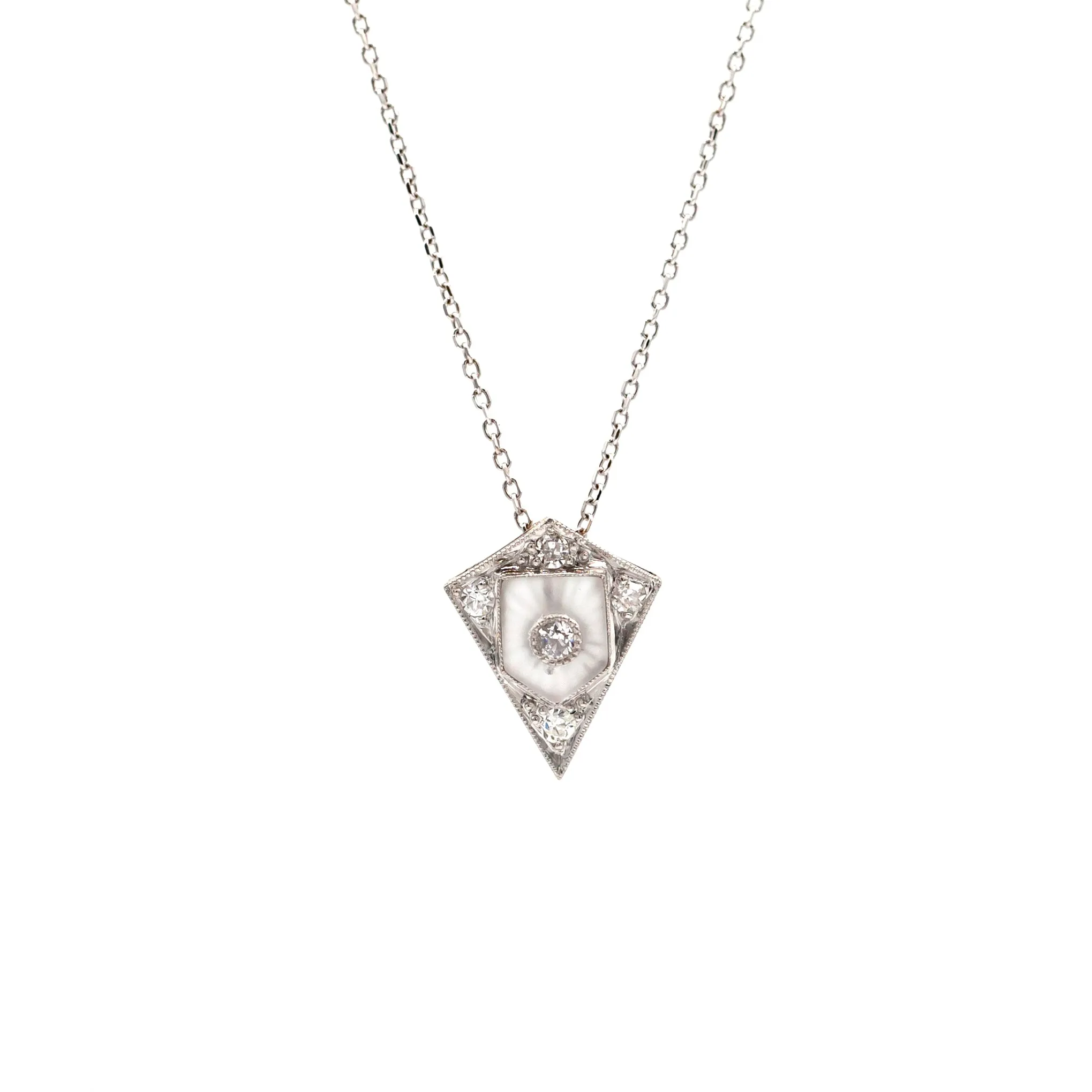 Estate Collection Art Deco Camphor Glass Diamond Pendant