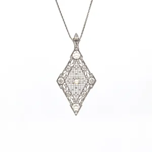 Estate Collection Art Deco Diamond & Pearl Pendant