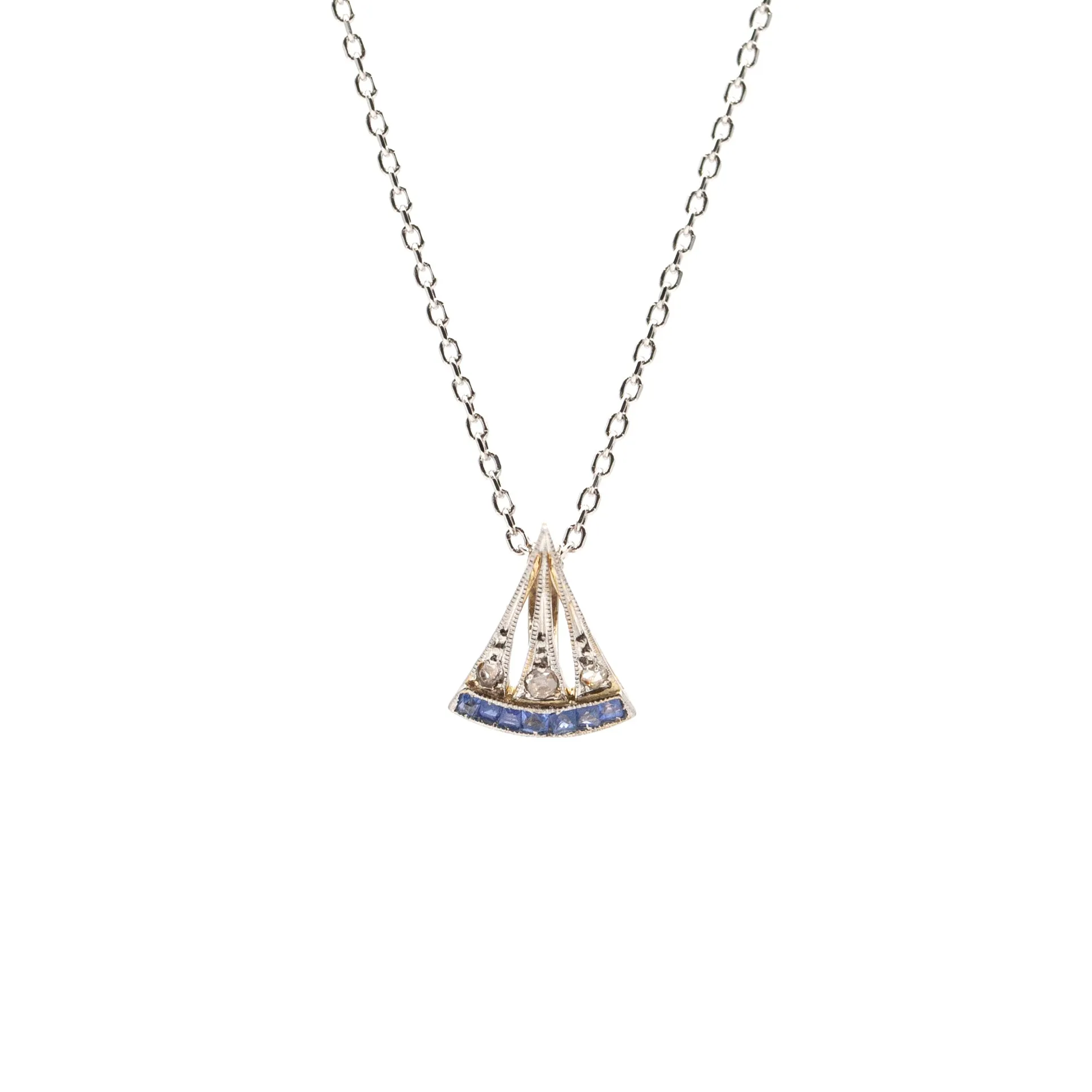 Estate Collection Art Deco Diamond & Sapphire Pendant