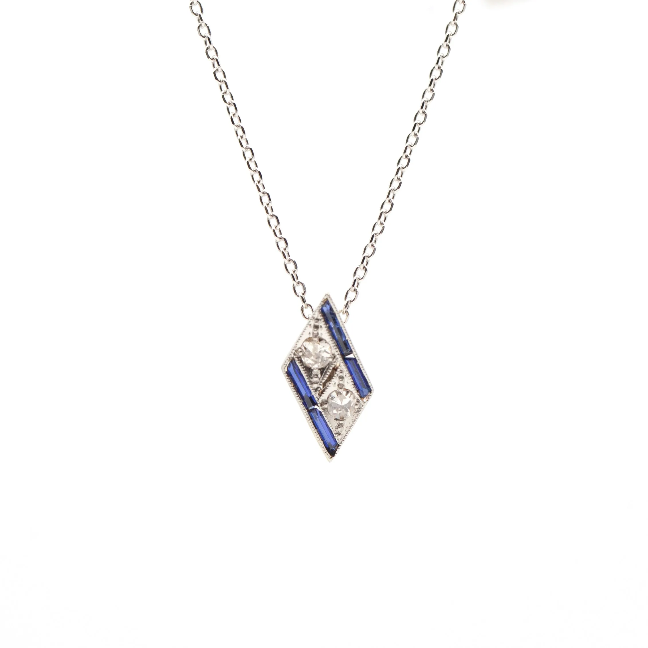 Estate Collection Art Deco Diamond & Sapphire Pendant