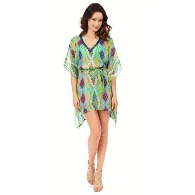 FINAL SALE Beaded Beach Cover Up Dress