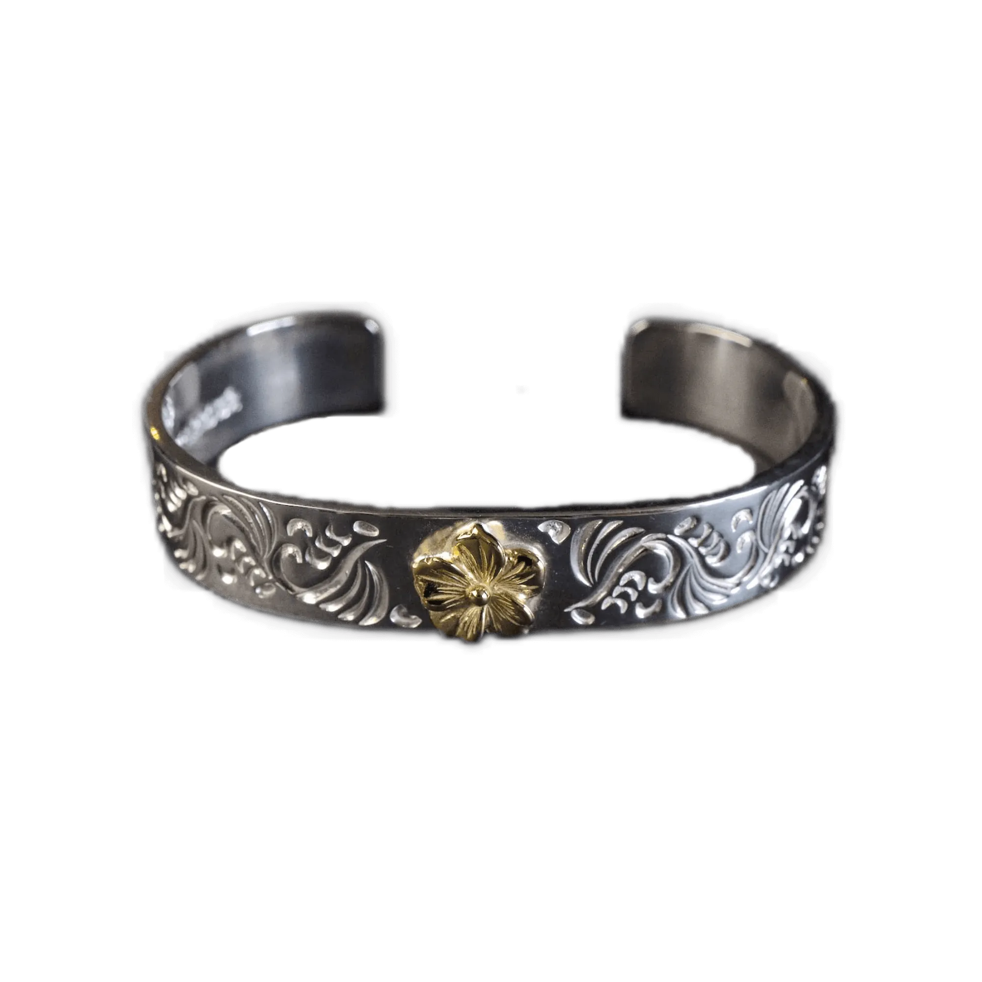First Arrow's 12mm Arabesque Bangle with 18k Gold Sakura Flower