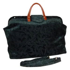 FOREST GREEN VINES CHENILLE TAPESTRY CARPET BAG