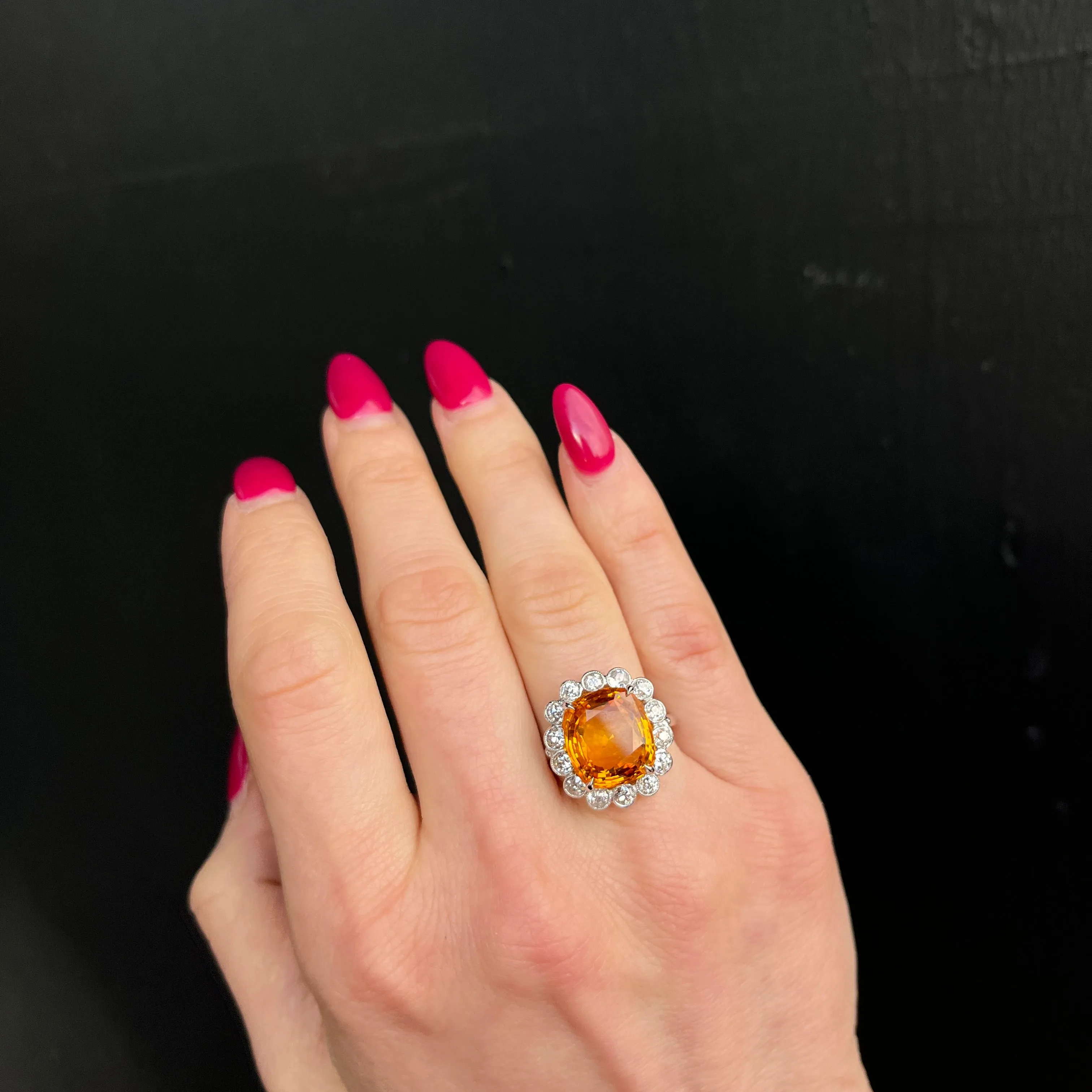 French Art Deco GIA 11.22 Carat Ceylon Sapphire and Diamond Ring