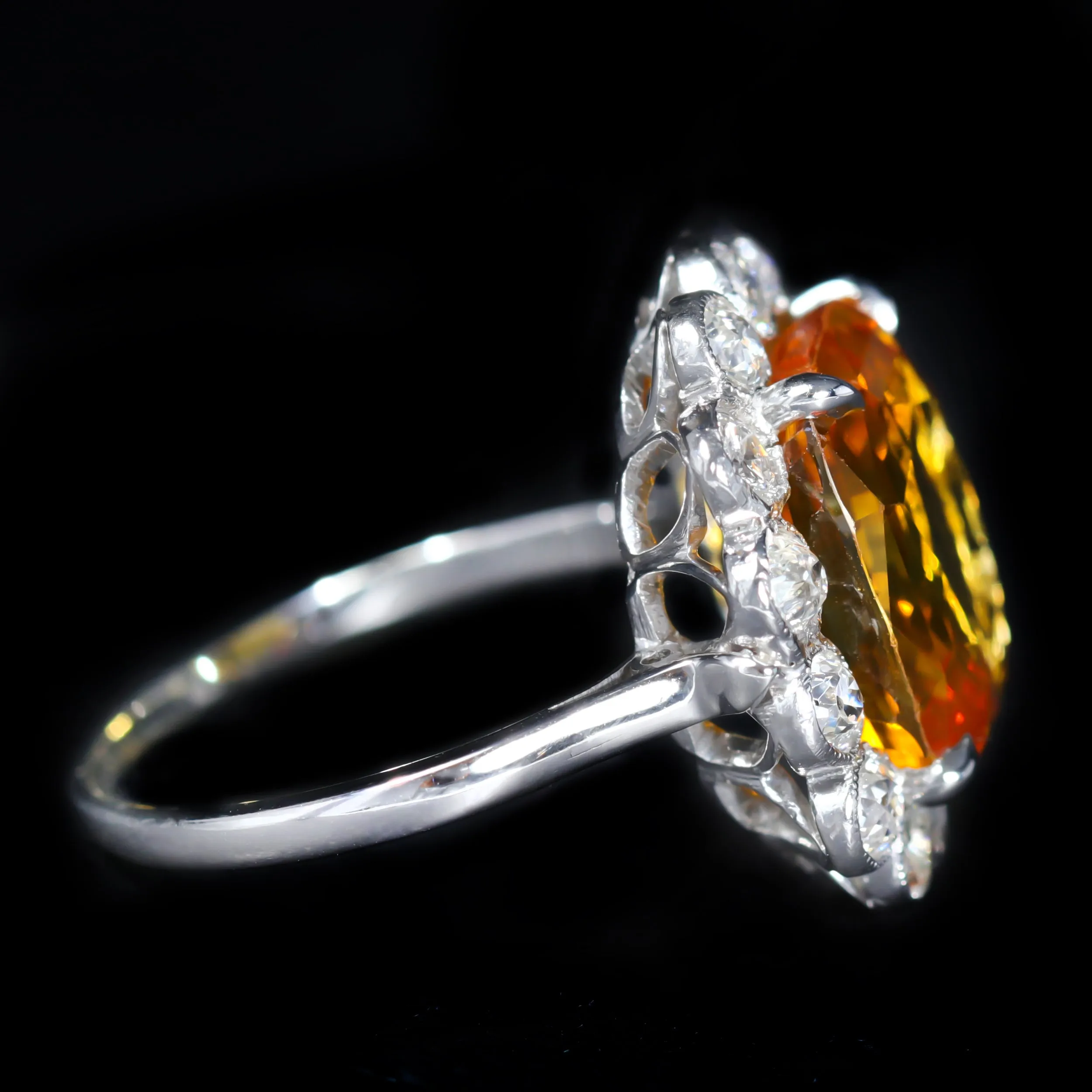 French Art Deco GIA 11.22 Carat Ceylon Sapphire and Diamond Ring