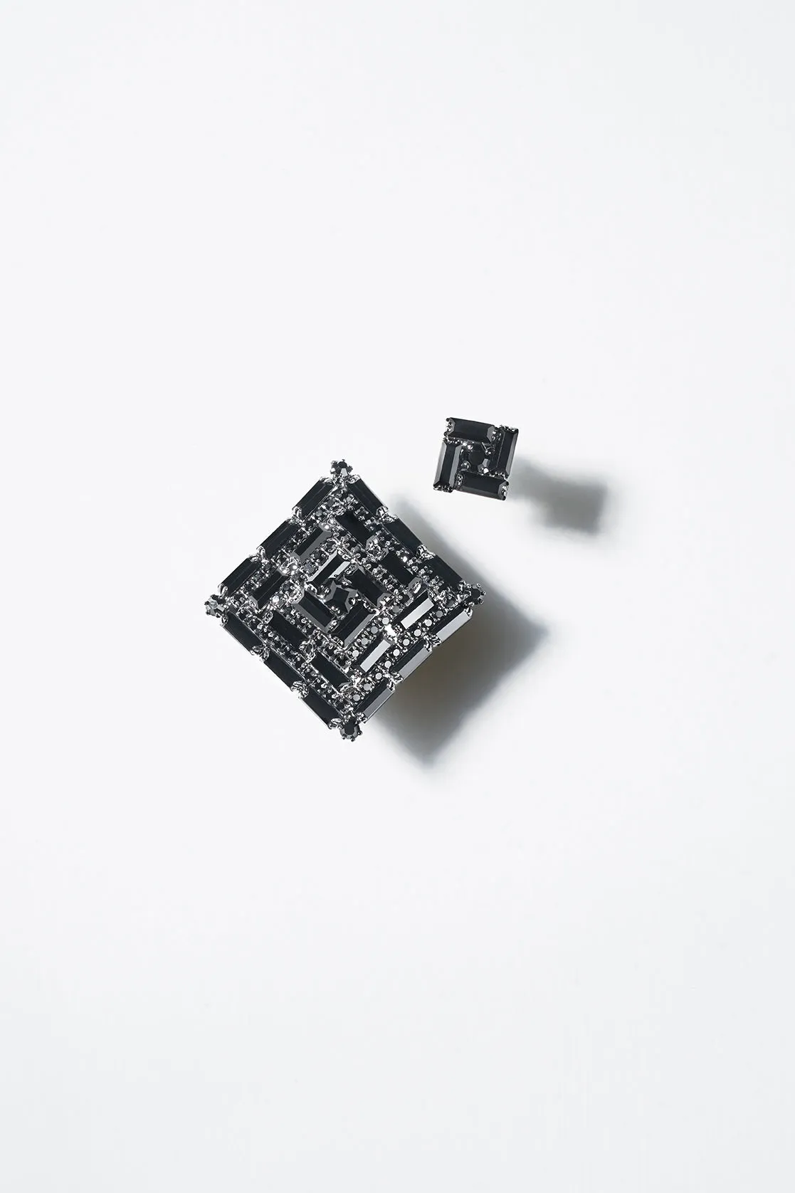 Geometric Jet Baguette Earring Duo