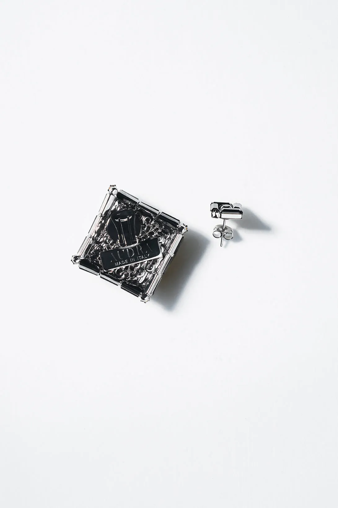 Geometric Jet Baguette Earring Duo