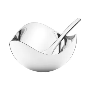 Georg Jensen Bloom Stainless Steel Salt Cellar & Spoon