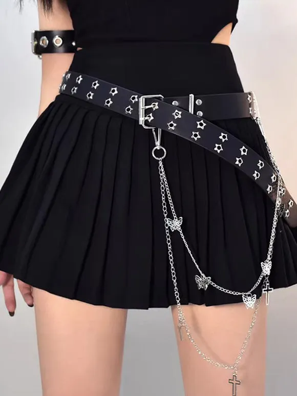 Gothic Lolita Accessories White Chains Stars Print butterfly Pattern Sash Miscellaneous