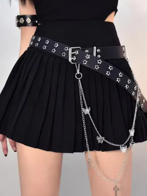 Gothic Lolita Accessories White Chains Stars Print butterfly Pattern Sash Miscellaneous