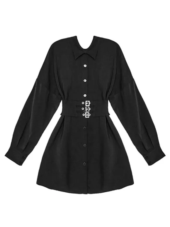 Gothic Lolita Blouses Black Long Sleeves Grommets Metallic Lolita Shirt