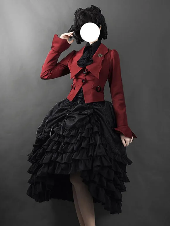 Gothic Ouji Lolita SK Jacquard White Ruffles Lolita Skirts