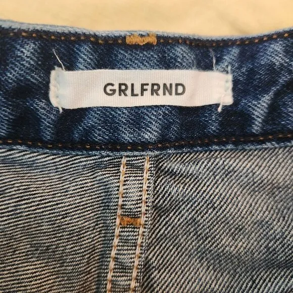 GRLFRND Cindy Cut Off Denim Jean Shorts 24 High Rise Button Fly Distressed