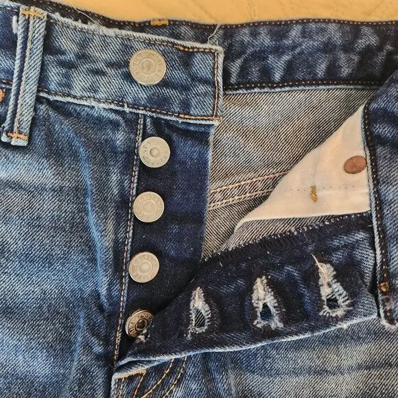 GRLFRND Cindy Cut Off Denim Jean Shorts 24 High Rise Button Fly Distressed