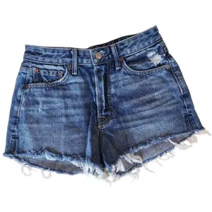 GRLFRND Cindy Cut Off Denim Jean Shorts 24 High Rise Button Fly Distressed