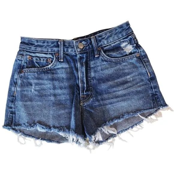GRLFRND Cindy Cut Off Denim Jean Shorts 24 High Rise Button Fly Distressed