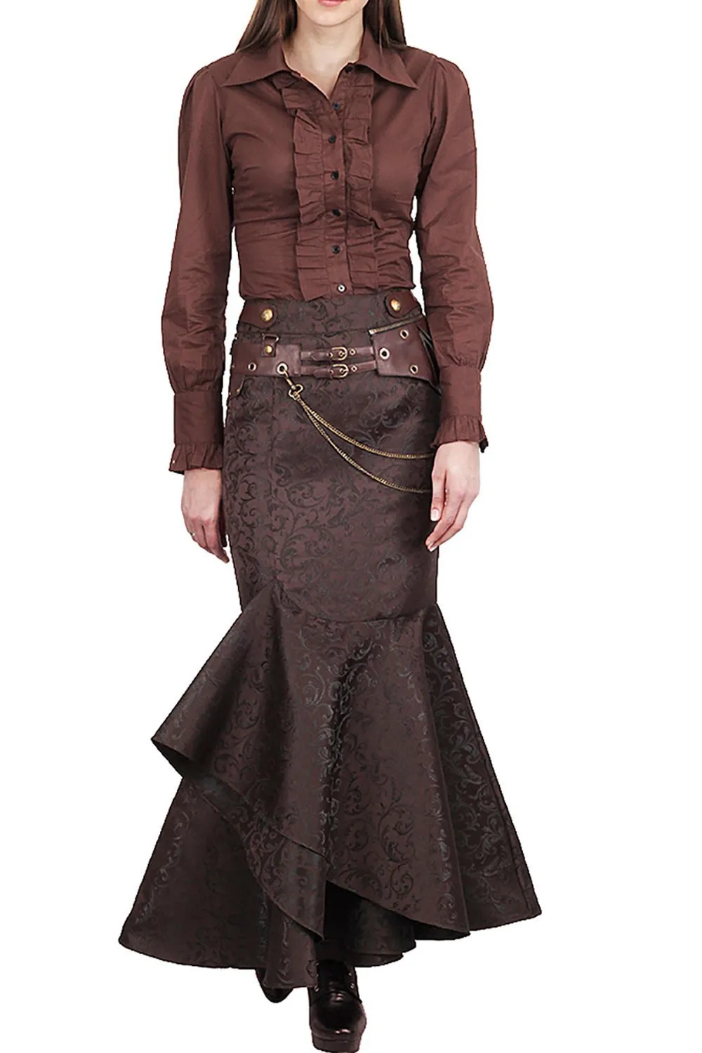 Haleema Custom Made Long Ruffled Steampunk Skirt