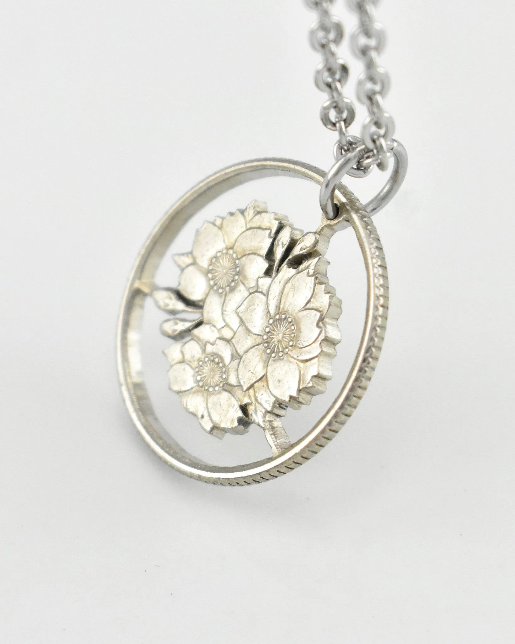 Japan - Cherry Blossom Cut Coin Pendant