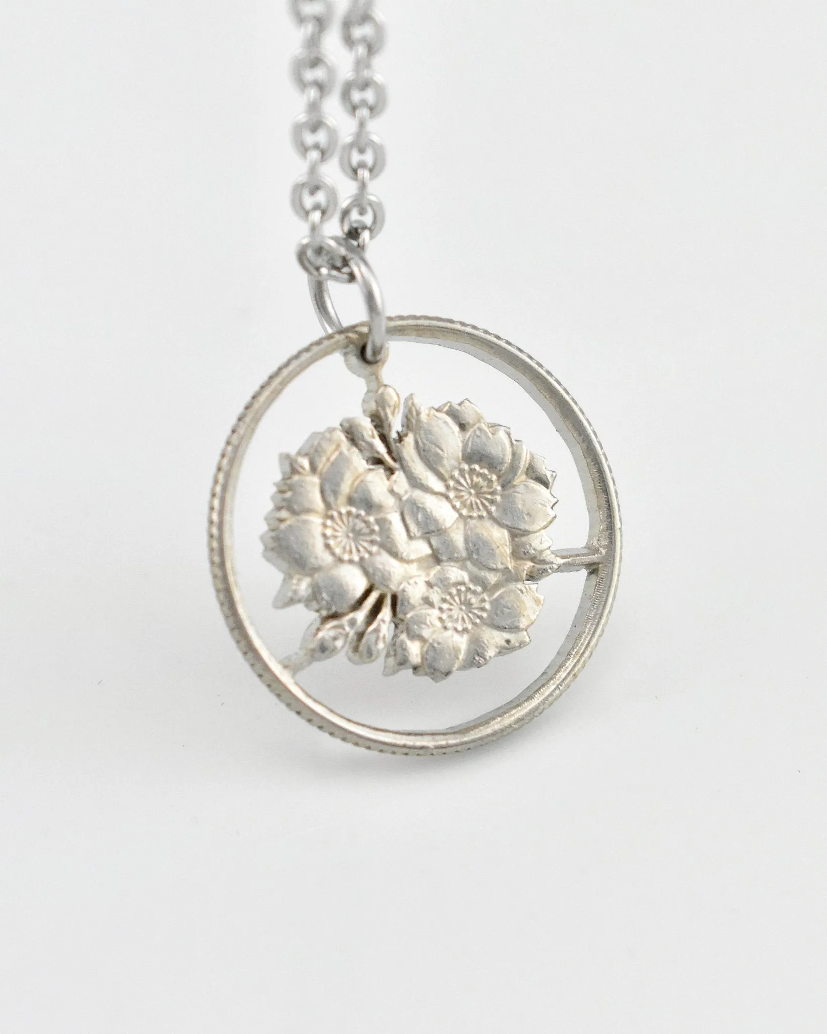 Japan - Cherry Blossom Cut Coin Pendant