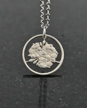 Japan - Cherry Blossom Cut Coin Pendant