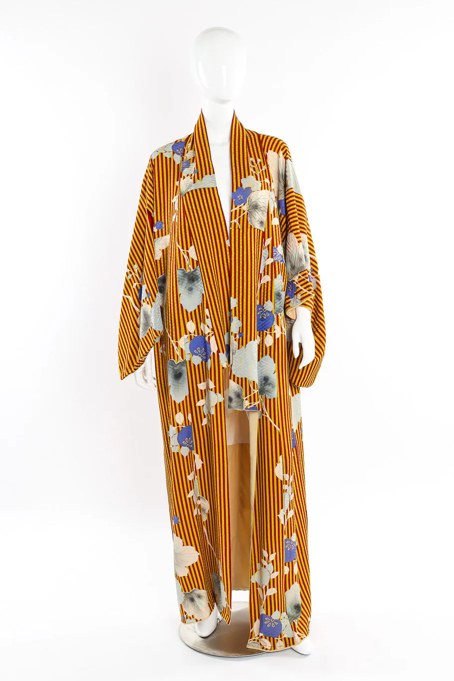 Japanese Autumn Stripe Floral Kimono