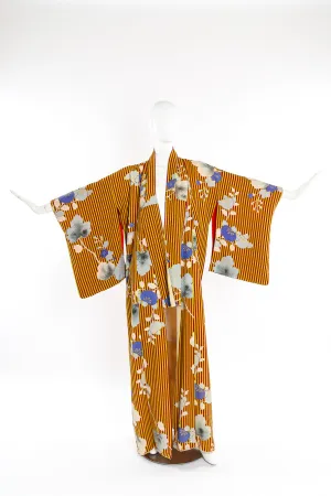 Japanese Autumn Stripe Floral Kimono