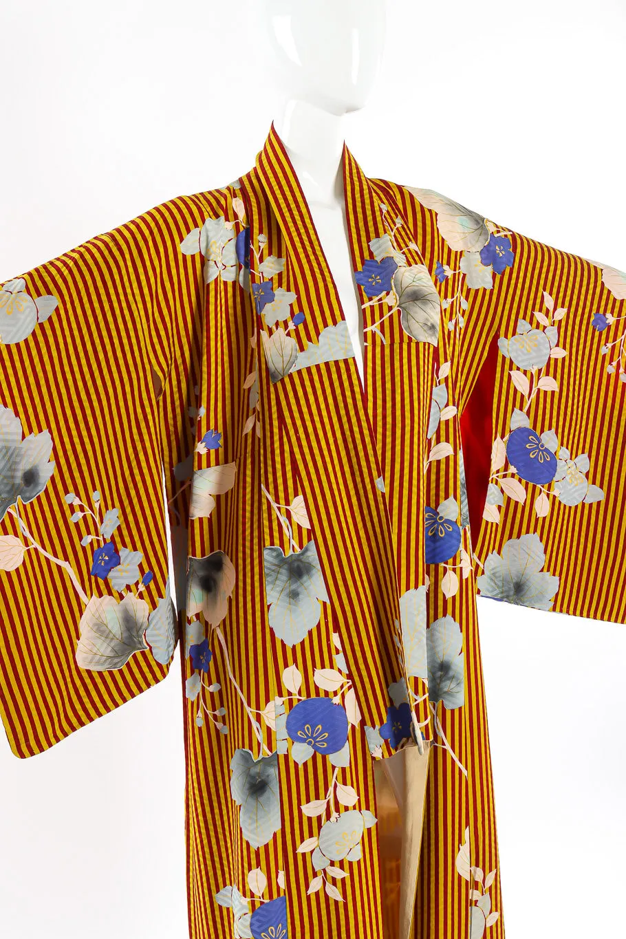 Japanese Autumn Stripe Floral Kimono