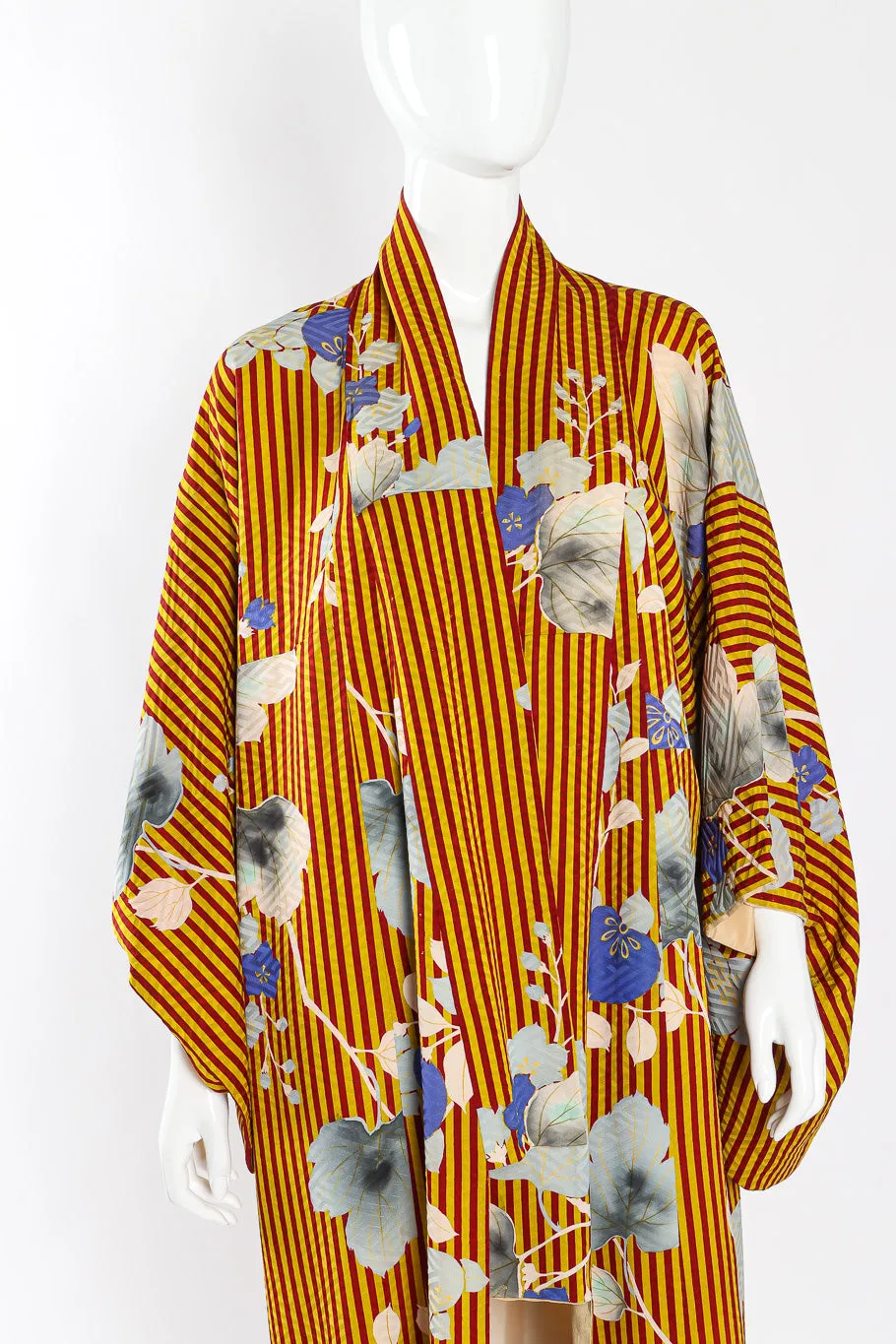 Japanese Autumn Stripe Floral Kimono