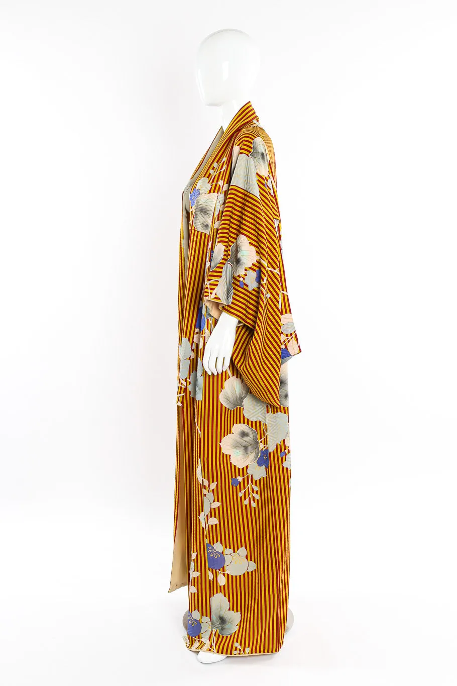 Japanese Autumn Stripe Floral Kimono