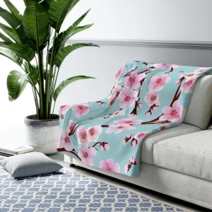 Japanese Cherry Blossom Sherpa Fleece Blanket
